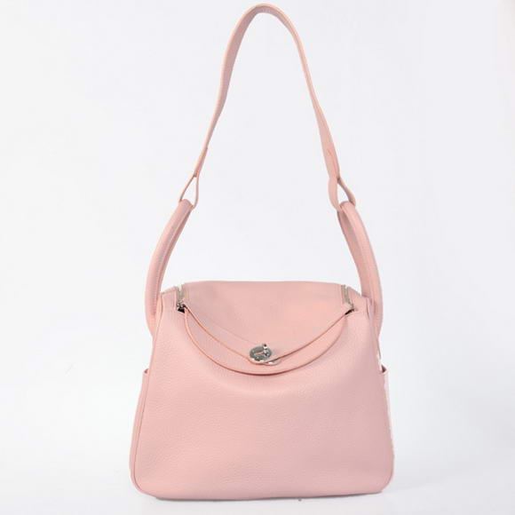 High Quality Replica Hermes Lindy 30CM Havanne Handbags 1057 Pink Leather Silver Hardware - Click Image to Close